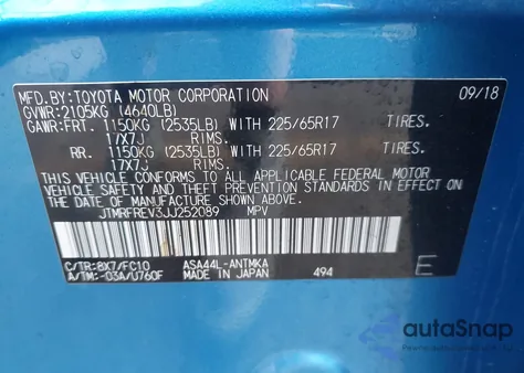 2018 Toyota Rav4 Xle из США, поврежденный, VIN JTMRFREV3JJ252089